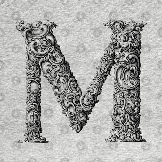 Vintage Initial Letter Lettering Alphabet M by AltrusianGrace